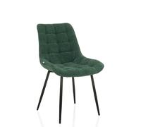 hjh Living Chaise de salle à manger ELARIS rembourrée en tissu matelassé structure métal Pétrole