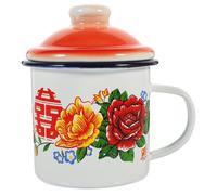 ELAYARD Gobelets à eau en émail style rétro avec couvercle 350ml pour usage polyvalent dans restaurants et dessert shops tasse à thé rétro robuste facile à nettoyer Plusieurs styles