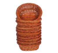 ELAYARD Lot De 10 Corbeilles À Pain Ovales TresséEs En Rotin Naturel Petits Paniers À Pain aéRéS Et Empilables Organisateurs Polyvalents Pour Fruits En-Cas Et Cuisine