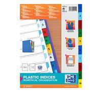 Elba 02619 Lot de 25 paquets de 10 intercalaires en plastique de 1 à 10 Multicolore Format A4