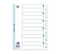 Elba 03487 Lot de 10 jeux d'intercalaires numériques 1-12 Plastique Blanc A4
