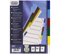 Intercalaire neutre A4 Elba plastique 6 onglets multicolores - 1 jeu