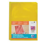 Elba 100206722 Lot de 10 Pochettes-Coin haute résistance A4 PVC Lisse Jaune