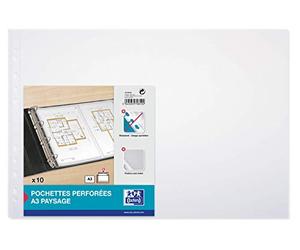 Elba 100206863 Sachet de 10 Pochettes perforées A3 en polypropylène Transparent