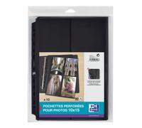 Elba 100207023 Pack de 10 Pochettes perforées en polypropylène résistant 90 microns A4 Incolore avec Bande de renfort Noir