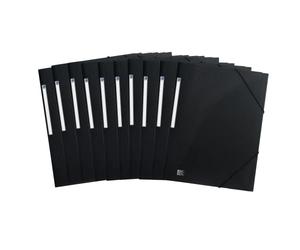 Elba 400104347 Urban Lot de 10 chemises à rabats en plastique format A4 opaque noir avec 2 élastiques