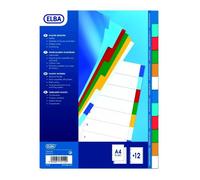 ELBA Intercalaires neutres A4 - 12 positions - Couleurs assorties