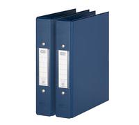 Elba Lot de 2 classeurs à anneaux DIN A5 avec mécanisme à 2 anneaux, en plastique, 205 x 235 x 3 mm, bleu