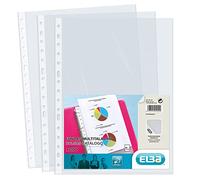 Elba Lot de 200 pochettes en plastique A4 transparentes, multi-perforations, polypropylène peau d'orange 70