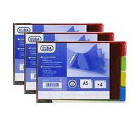 Intercalaire A5 PVC multicolore Oxford 4 onglets neutres - 1 jeu