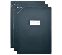 ELBA Lot de 3 Protège-cahiers PVC 150 Strong Line 24x32 cm opaque noir