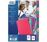ELBA Lot de 5 Intercalaires carton Strong A4 Max 12 positions onglets neutres couleur