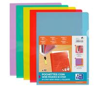 Elba M Star Lot de 10 Pochettes-Coin A4 PVC Lisse Couleurs Assorties
