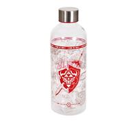 Elbenwald Bouteille d'eau The Legend of Zelda - 850 ml avec motif Shield, bouteille d'eau avec bouchon à vis, hauteur de 22,5 cm - Transparent/Rouge
