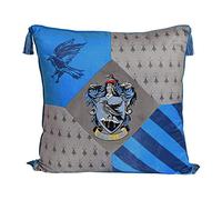 Elbenwald Harry Potter oreillers avec des Glands dans la Conception Serdaigle avec écusson brodé aux Couleurs de la Maison d'argent Bleu 48 x 48 cm