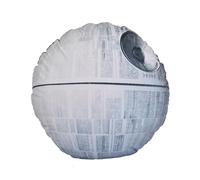 Elbenwald Star Wars Coussin en Forme d'Étoile de la Mort - Dimensions Ø 38 cm, 19 cm de Hauteur - Coussin décoratif pour canapé et Fauteuil - Polyester - Gris Blanc