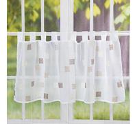 Elbersdrucke Rideau de bistrot Blanc Marron 48 x 140 cm