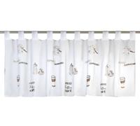 Elbersdrucke Rideau de bistrot Transparent Espresso 06 - Blanc/Marron - 48 x 140 cm - pour Salon, Chambre à Coucher, Couloir - 172404