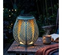 Elblight.de Lanterne solaire LED d'extérieur – Lampe de jardin LED COB avec capteur crépusculaire et motif de feuilles de fougère