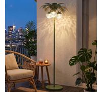 ELBLIGHT Lampe solaire d'extérieur en forme de palmier, sur pied, avec détecteur de crépuscule, lumière blanche chaude 3000K, indice de protection IP44 (étanche), idéale pour balcon, terrasse et jardi