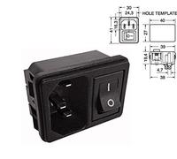 Elcart Fiche tripolaire de Panneau avec Interrupteur - VDE IEC C14 - Connecteur mâle