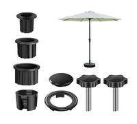 Elchuiaby Ensemble d'adaptateurs de base de parasol avec manchons en plastique et vis de fixation pour support de parasol