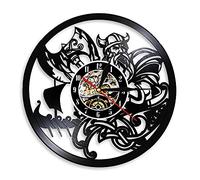 ELD 30cm Médiéval Viking Axe Gladiateur Design Vintage Horloge Murale Lumineuse Vikinger Viking Valhalla Asgard Odin Skandinavian Applique avec 7 Couleurs Changer Ami Cadeaux Lampe Lumières