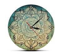 ELD Dia 30cm Faded Indian Mandala Motif Floral Imprimé Horloge Murale Vintage Bohème Mandala Décor À La Maison Silencieux Non Coutil Horloge Montre Murale Amis Cadeau Art Mural