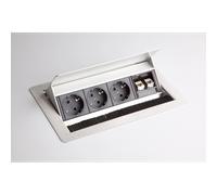 ELDATA1 | Bloc multiprises (montage incl.) | 3 x prises de courant | 2 x RJ45 - Accessoires Argent