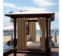 ele ELEOPTION Rideau d'extérieur imperméable, Protection UV avec œillets, occultant pour Jardin, Cour, Balcon, Marron, 1 pièce, 132 x 240 cm