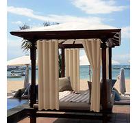 ele ELEOPTION Rideaux d'extérieur Hydrofuges, Protection Anti-UV avec œillets, pour Jardin, Cour, Balcon, Jaune Beige, 1 Pièce / 132 X 240cm