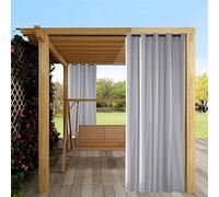 ele ELEOPTION Rideaux Imperméable d'extérieur, Rideau Résistant à la Décoloration Rideau Occultants avec Oeillet pour Porche Avant, Pergola, Cabanon, Gazebo (137 x 244cm, Gris Clair)
