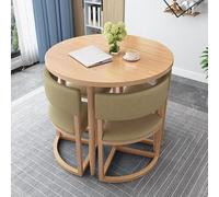 Ele Ensemble de table ronde moderne de 5 pièces pour 4 personnes, plateau en bois avec chaises rembourrées kaki et base en fer robuste