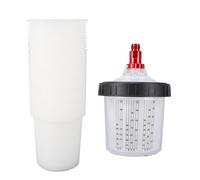 Eleage Doublures de Tasse et Système de Couvercle pour Pistolet de Pulvérisation, 50 Pièces Jetables, 20.3oz, Mélange sans Effort pour Les Professionnels, Travaux de Peinture ABS