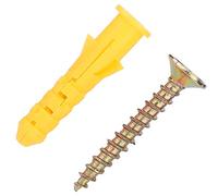 Eleage Jeu de Bouchons Muraux à Expansion en Plastique, Kit de Fixation à Vis Durables pour Béton et Brique M6 M8 M10 Jaune Argent 50 Points (Φ6mm 50 pièces/paquet)