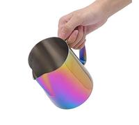 Eleage Tasse à Mousse de Lait de 600ml, Pichet à café élégant en Acier Inoxydable pour Latte Art, Idéal pour une Utilisation au Café (Pince multicolore)
