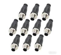 Elecbee Lot de 10 fiches M12 à 4 broches - Code A - Câble capteur - Fusible fileté - Fiche d'aviation M12 - Connecteur rond étanche IP67 - Connecteur rond industriel pour l'extérieur