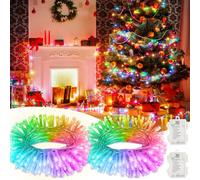 Electight Guirlande Lumineuse Extérieur 2x5M - 100 LEDs Multicolores Imperméable IP44 avec Minuterie 8 Modes - Alimentation Piles pour Jardin, Noël, Fêtes (Lot de 2)