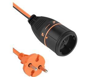Electraline 01368 Rallonge Prolongateur Jardín 40M 2x1.5mm européenne Electralock équipée d'un système de Verrouillage Qui empêche la déconnexione fiche-Prise, Noir/Orange