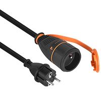 Electraline 01750 Rallonge Prolongateur IP44 5M en Caoutchouc H07RN-F 3G1.5mm Femelle Français Electralock équipée d'un système de Verrouillage Qui empêche la déconnexione fiche-Prise, Noir