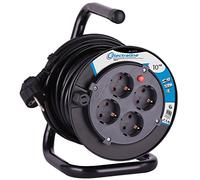 Electraline 100238 - Enrouleur de câble H05VV-F 3G1,5 - Câble de 10 m - IP20 - pour l'intérieur - avec 4 Prises Schuko - Boîte de câble avec rallonge - avec manivelle