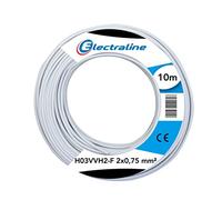 Electraline 10901 Couronne de Cable H03 VVH2-F 2X0,75 10M Blanc