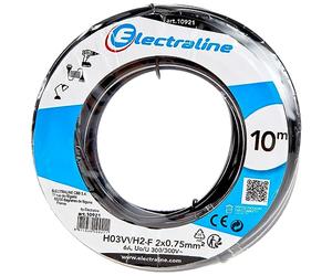 Electraline 10921 Couronne de Cable H03 VVH2-F 2X0,75 10M Noir