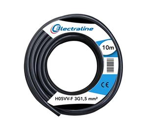 Electraline 11761 Couronne de Cable H05 VV-F 3G1,5 10M Noir