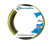 Electraline 13172 Câble Unipolaire FS17, Section 1 x 2.5 mm², Jaune/Vert, 25 m