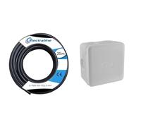 Electraline 20218288D Couronne U-1000 R2V 3x2,5mm², 25 mètres, Noir & Boite de derivation electrique - etanche exterieur - IP55 85X85 - Debflex - 718806 - Polypropylène, Gris
