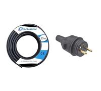 Electraline 20218288D Couronne U-1000 R2V 3x2,5mm², 25 mètres, Noir & Prise Electrique Male - Fiche Electrique - Prise Male - Prise Male 220 V - Fiche Male - Fiche Electrique Male