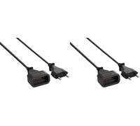 Electraline 20647015D Rallonge Prolongateur électrique 5 MT Prise/fiche européen 6A - Section 2x0,75 mm² (Lot de 2) Noir