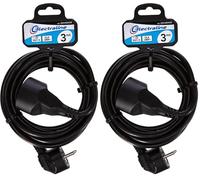 Electraline 20848042D Rallonge Prolongateur électrique 3 m 16A - Section 3G1,5 mm² Noir (Lot de 2)