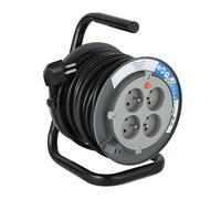 Electraline 208612 Rallonge Prolongateur électrique 15 m avec enrouleur 4 Prises 16 A section 3G1,5 mm² Gris
